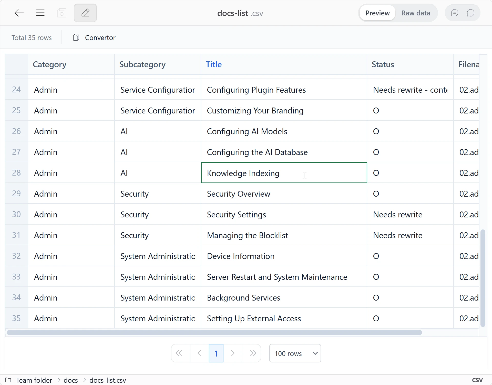 Edit tables and data in SetFN Workspace