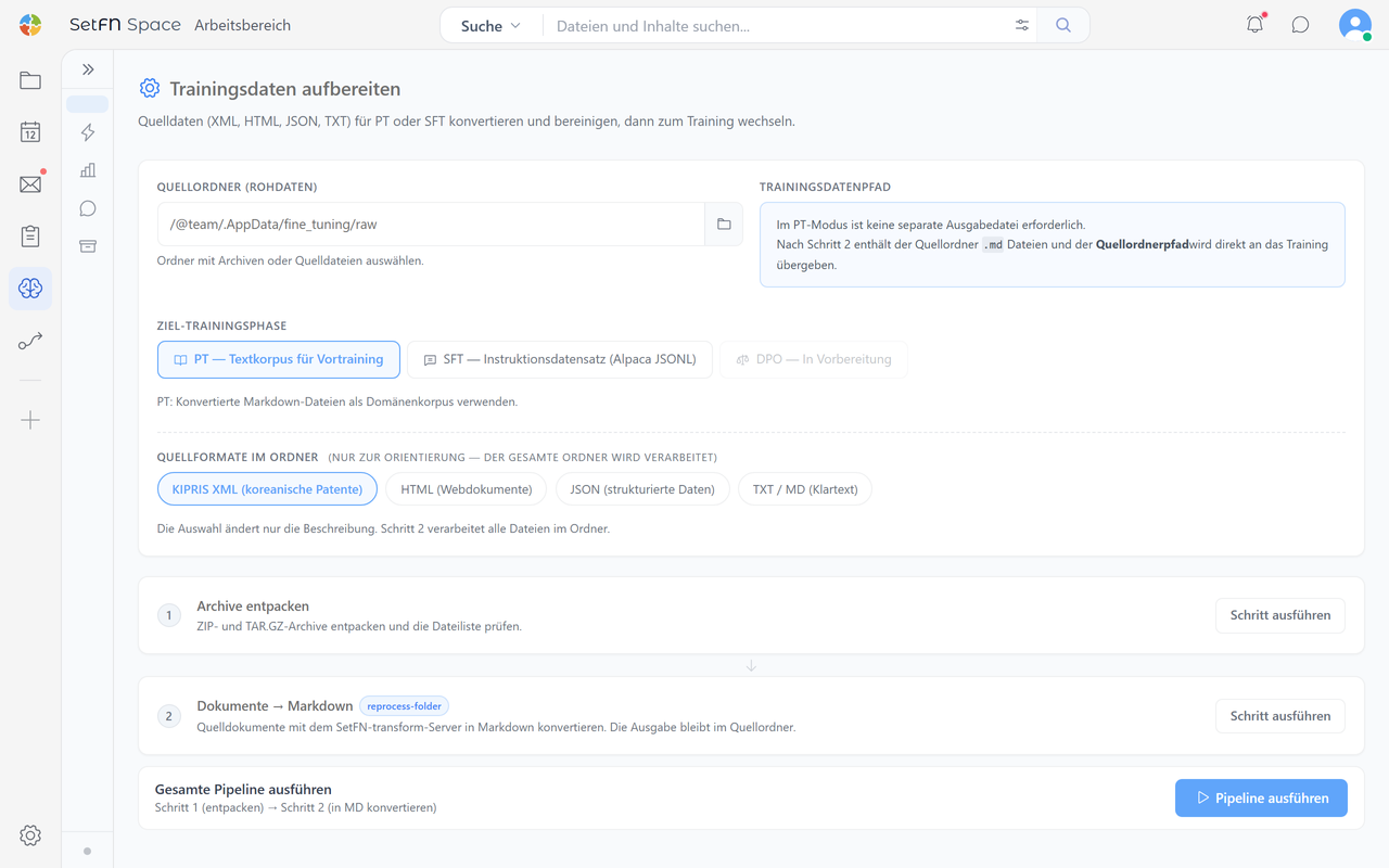 SetFN zur Feinabstimmung der Datenvorbereitungsschnittstelle