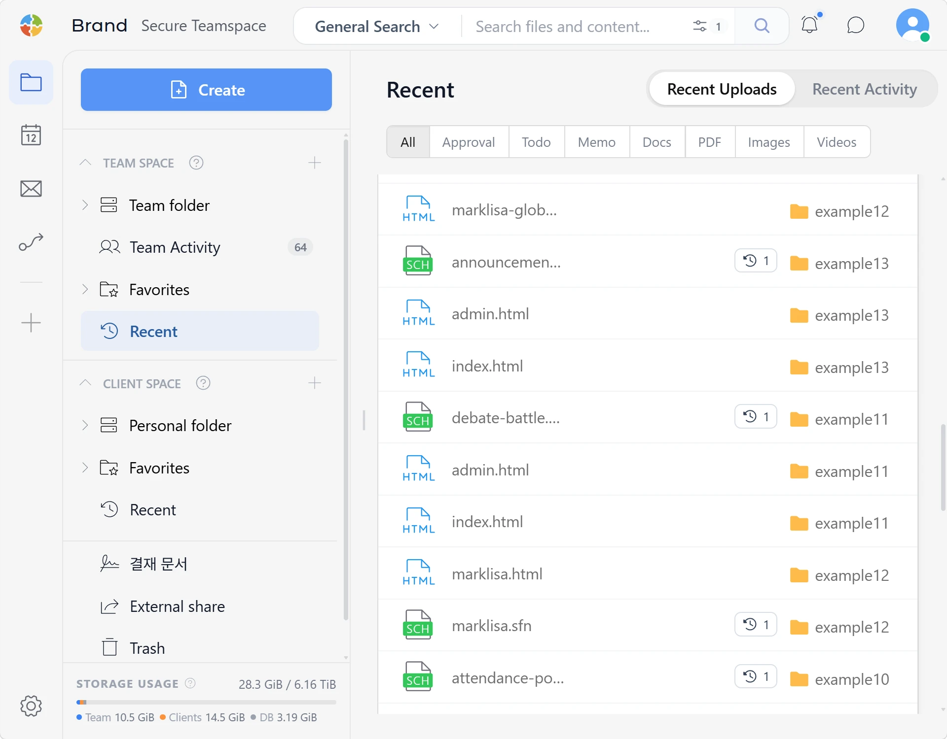 Favorites and recent files in SetFN Workspace