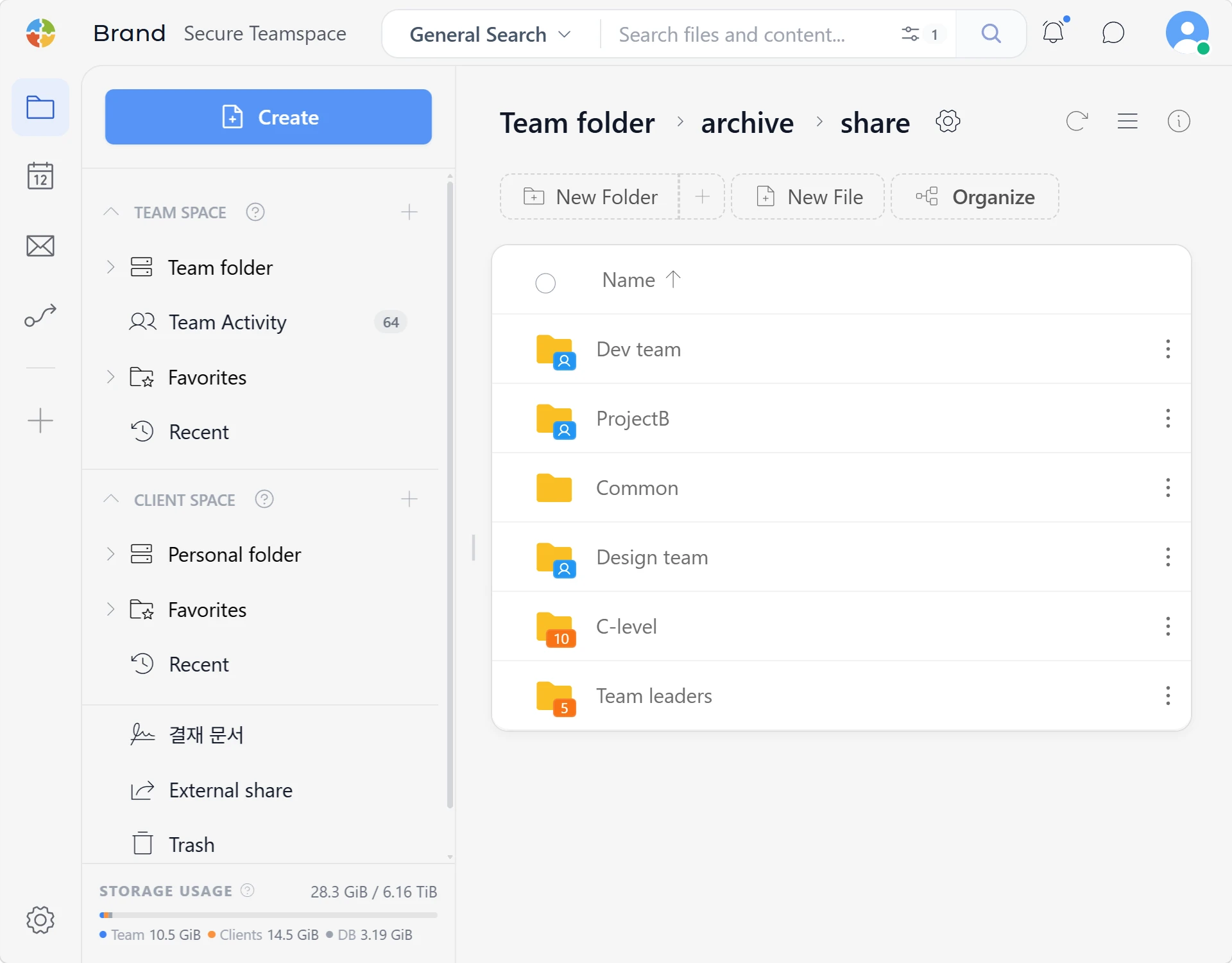 Team spaces in SetFN Workspace