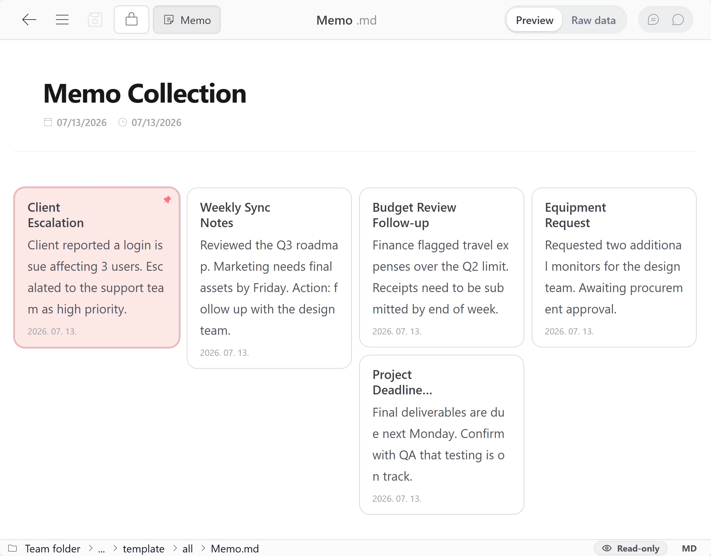 Sticky notes in SetFN Workspace
