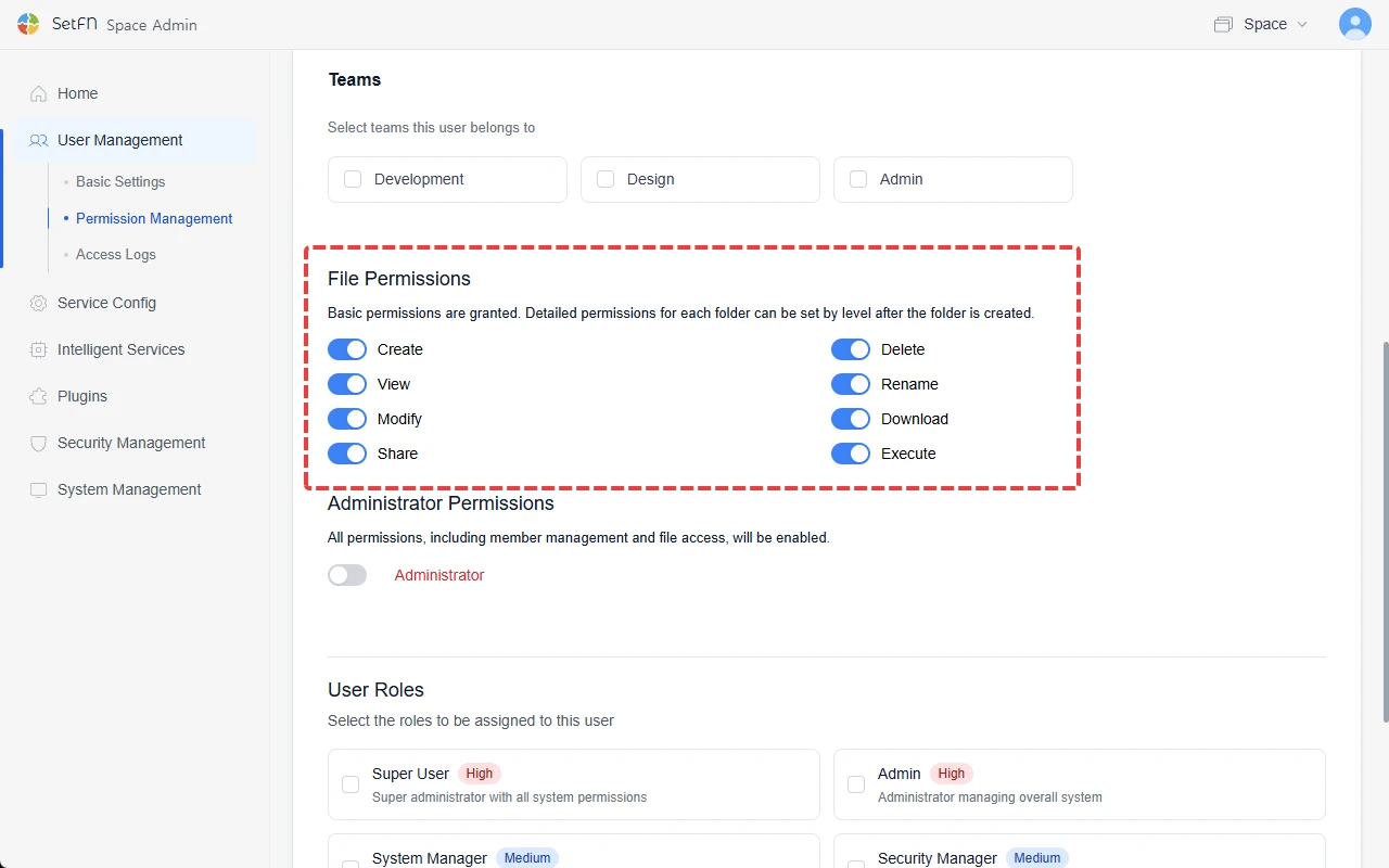 Users, teams and permissions