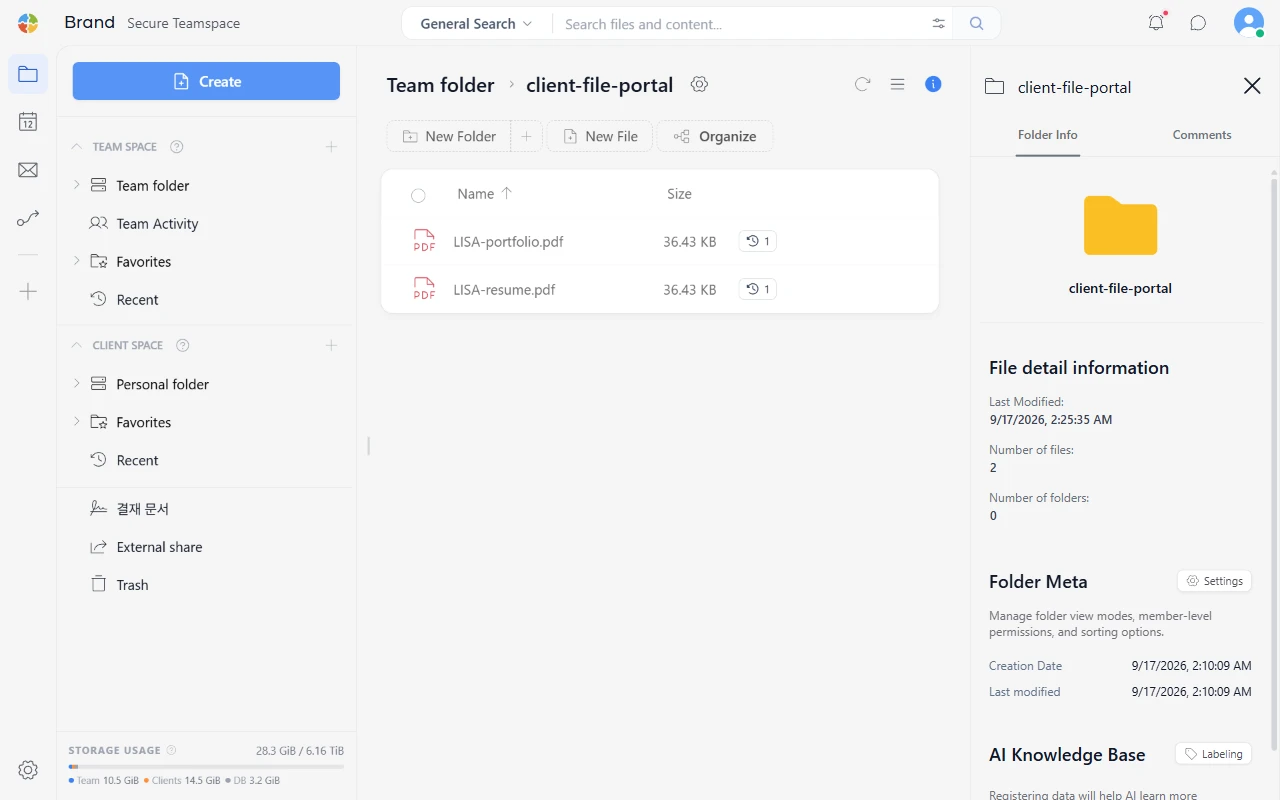 Team folder containing a customer’s submitted business registration and bank account documents