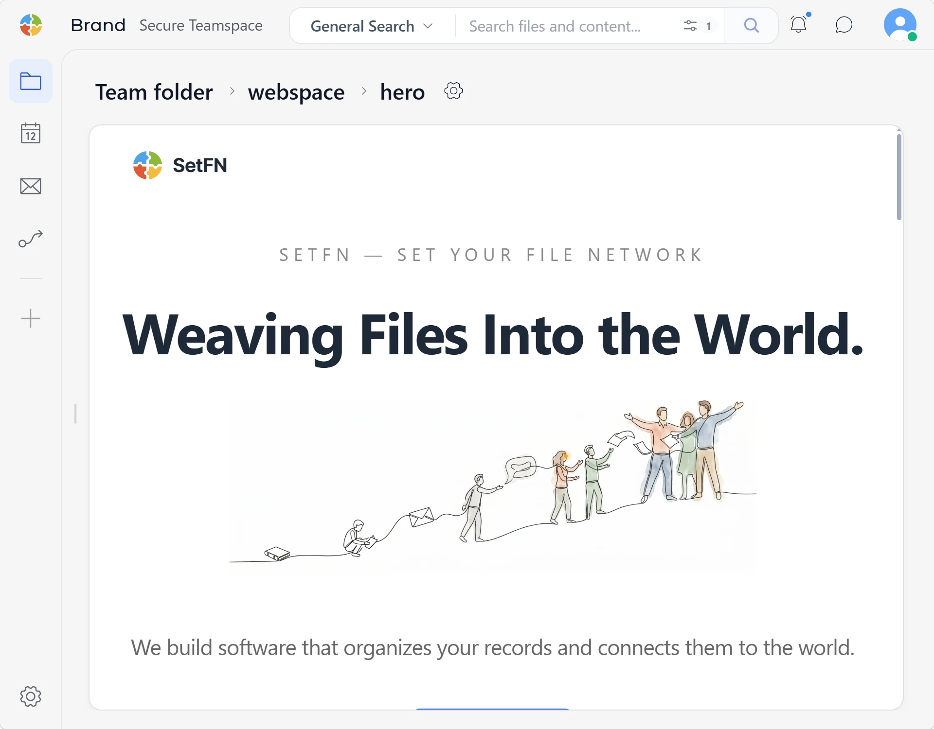 A folder becomes a website in SetFN Workspace