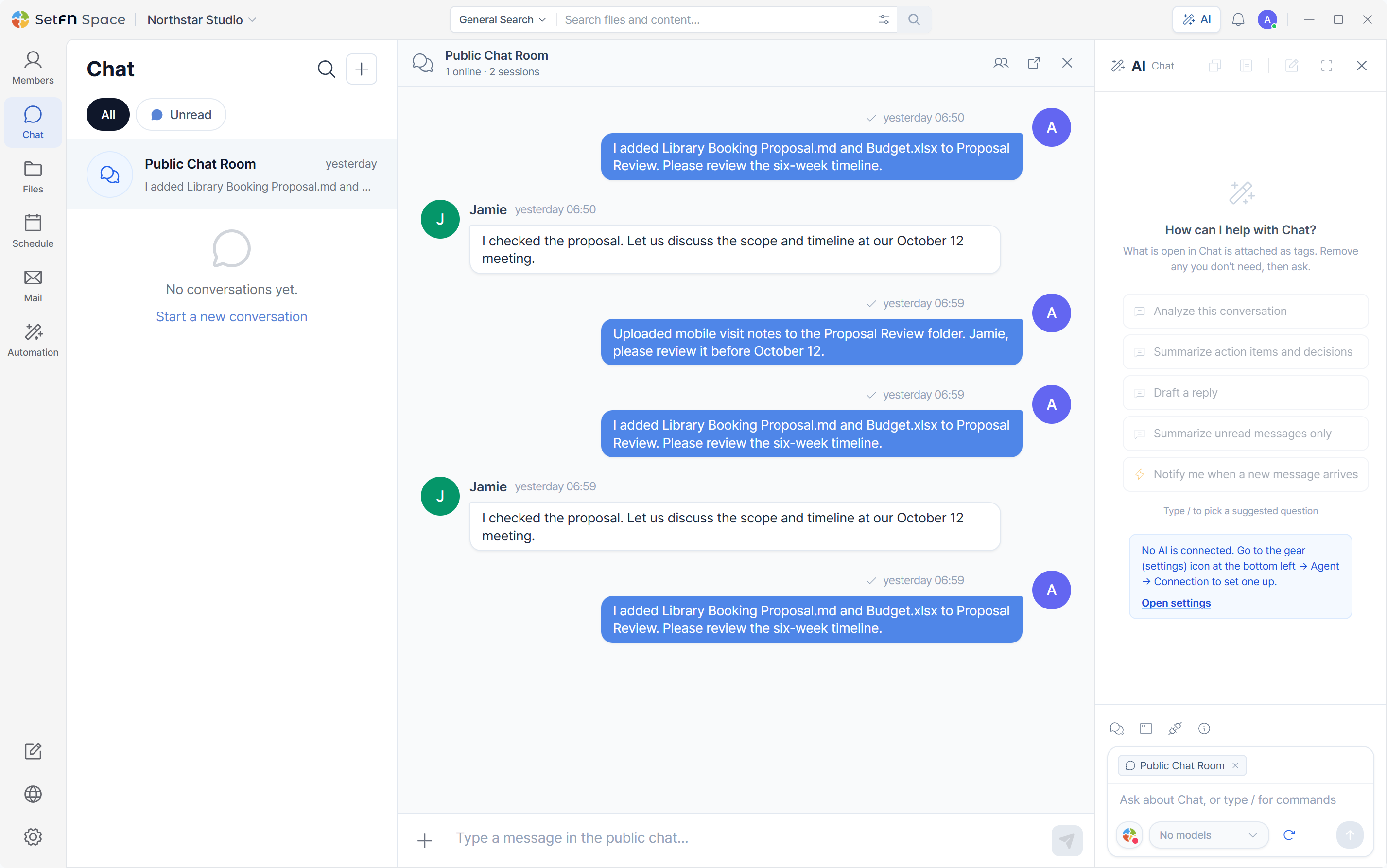 Northstar Studio team conversations