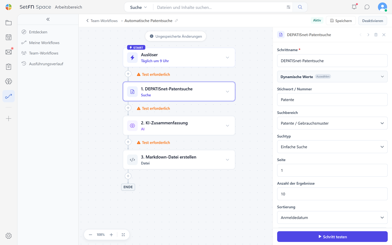 SetFN Workflow-Ausführungsablauf