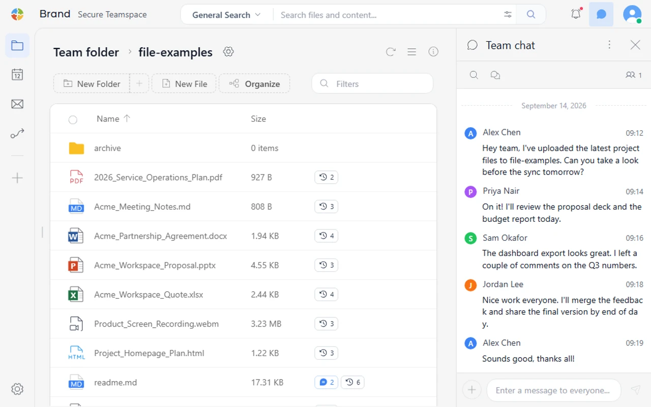 SetFN Workspace file management and team chat