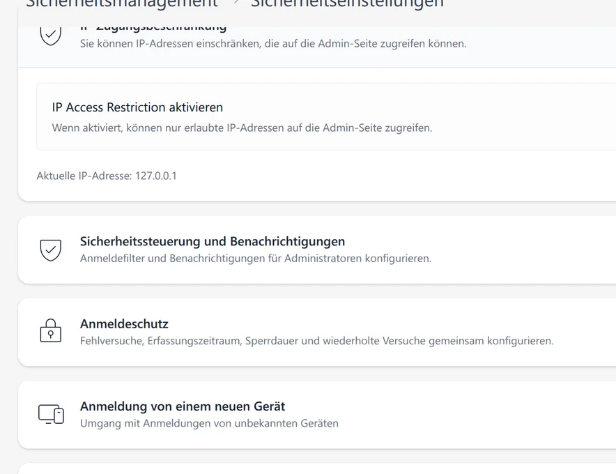 Beschränken Sie den Administratorzugriff nach IP in SetFN Workspace