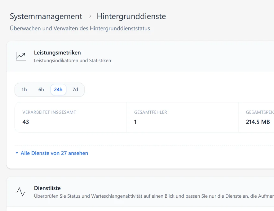 Leistung und Dienstleistungen
