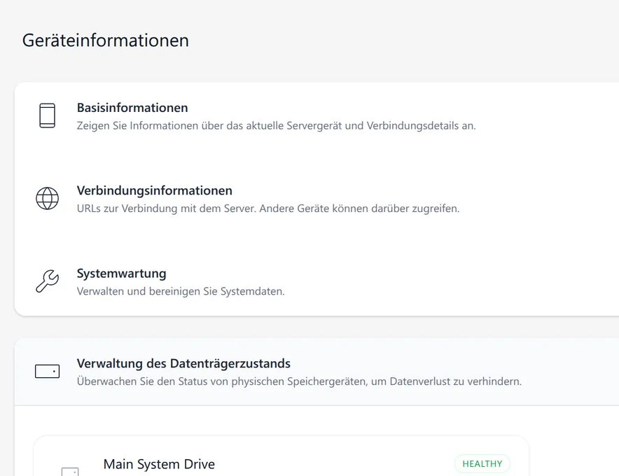Festplatten- und Dienstzustand