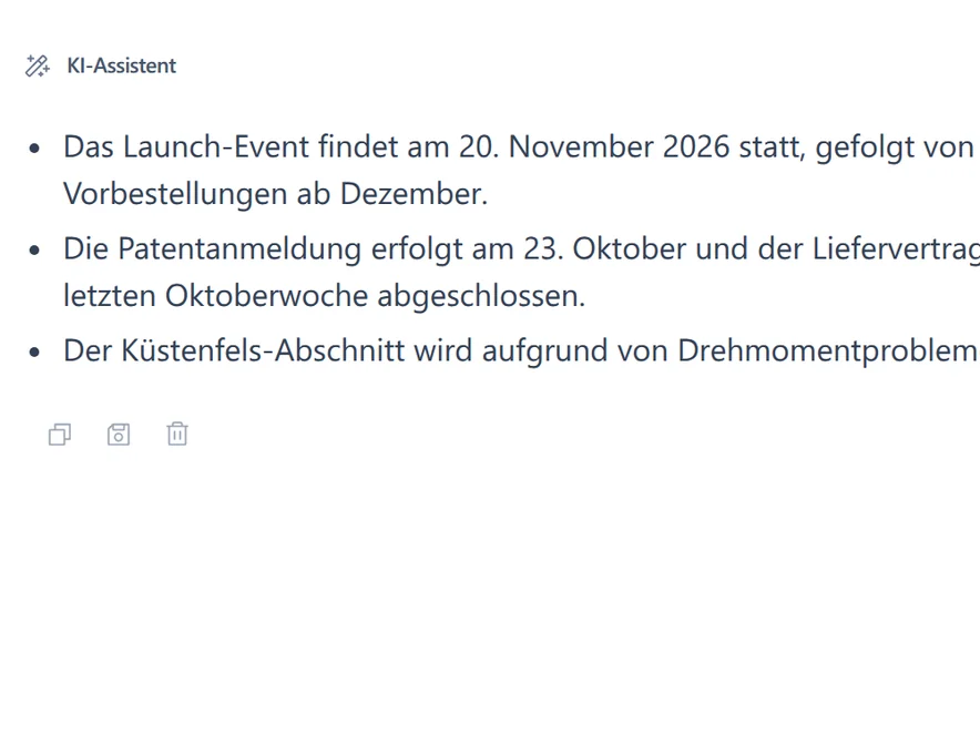 KI-Zusammenfassung der Dateiaktivität und Kommentare