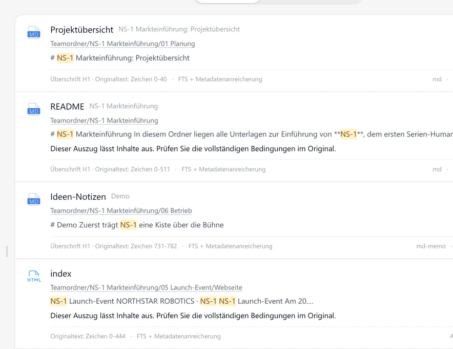 KI-Suche findet relevante Informationen in Unternehmensdateien