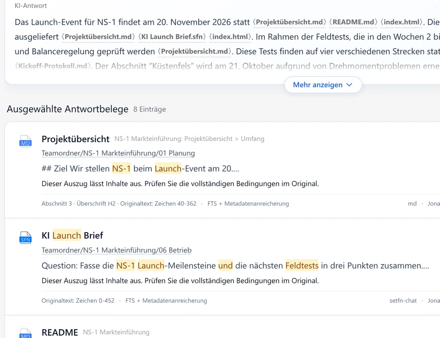 Anfordern einer KI-Analyse aus einem Ordner, der die Quelldateien enthält