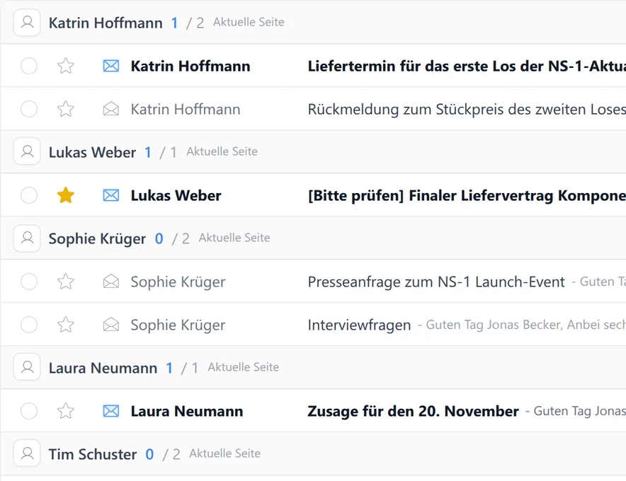 Separate E-Mail-Postfächer mit Zugriffskontrollen für jeden Benutzer
