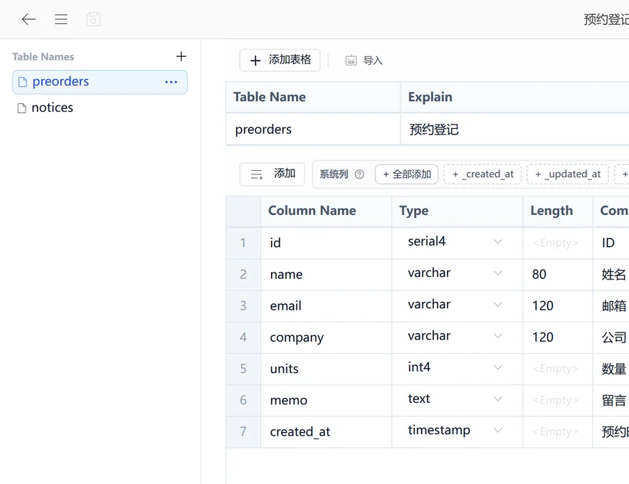 在 SFN 文件中配置数据结构和 API