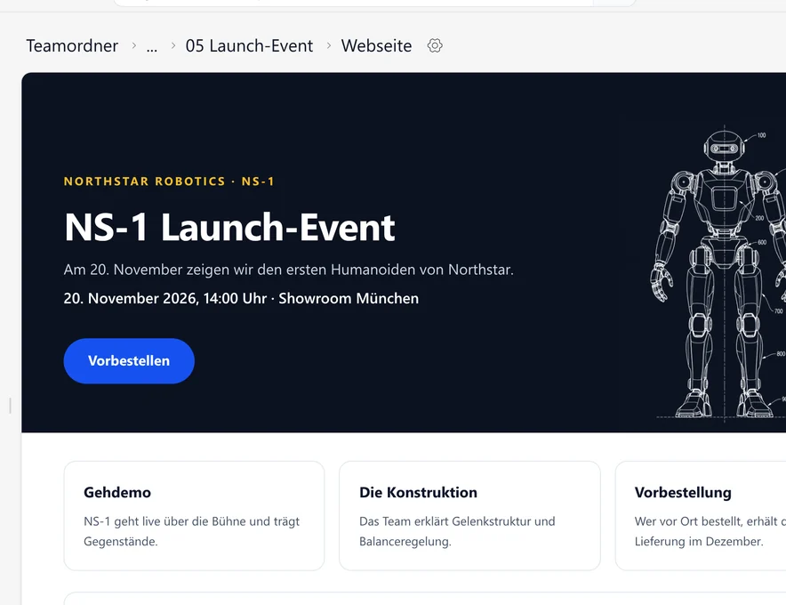 Einen Ordner als Website öffnen