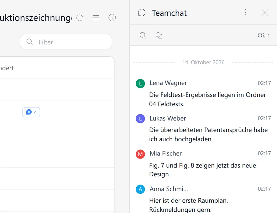 Teamchat im SetFN Workspace