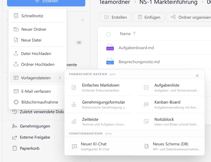 Vorlagen für die tägliche Arbeit im SetFN Workspace