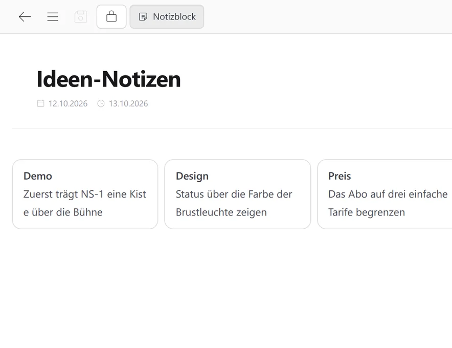 Haftnotizen im SetFN Workspace