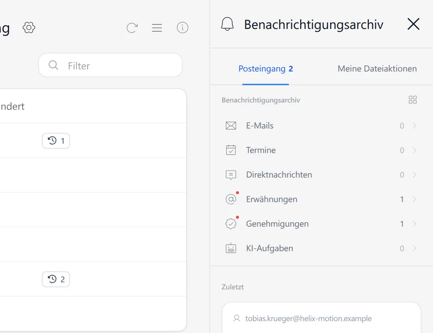 Erwähnungen und Benachrichtigungen im SetFN Workspace