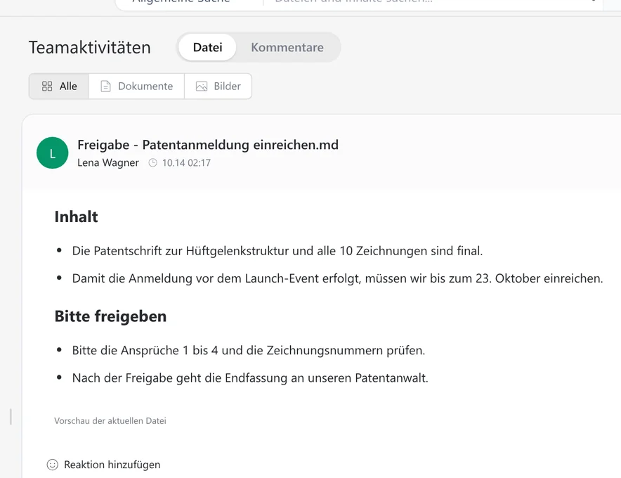 Verfolgen Sie die Dateiaktivität im SetFN Workspace