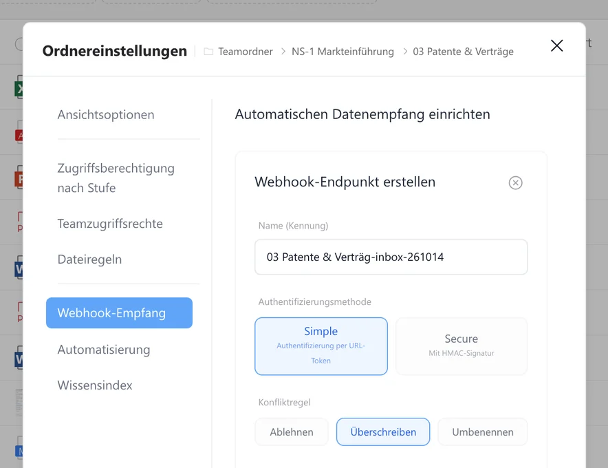 Sammeln Sie Daten mit Webhooks im SetFN Workspace